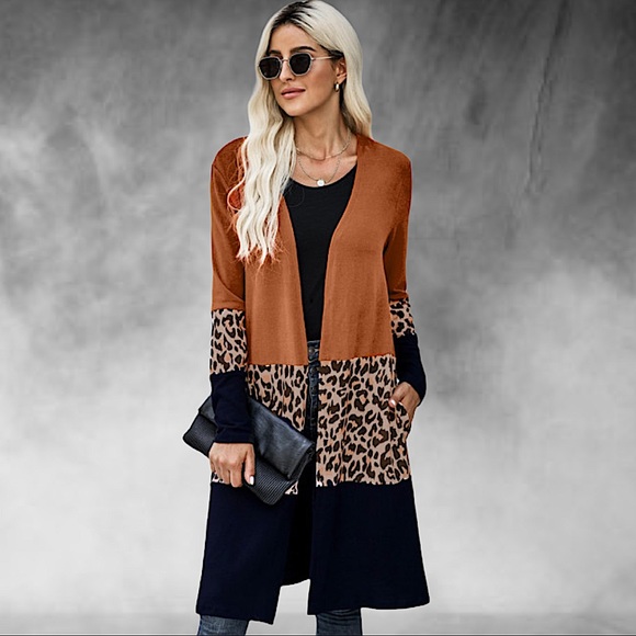 “Leopard Attack” Color block Leopard Cardigan - Picture 3 of 6